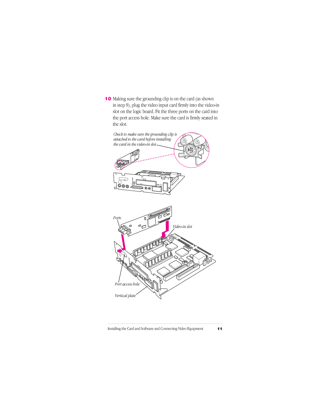 Apple 030-8681-A, 95014-2084 user manual Making sure the grounding clip is on the card as shown 