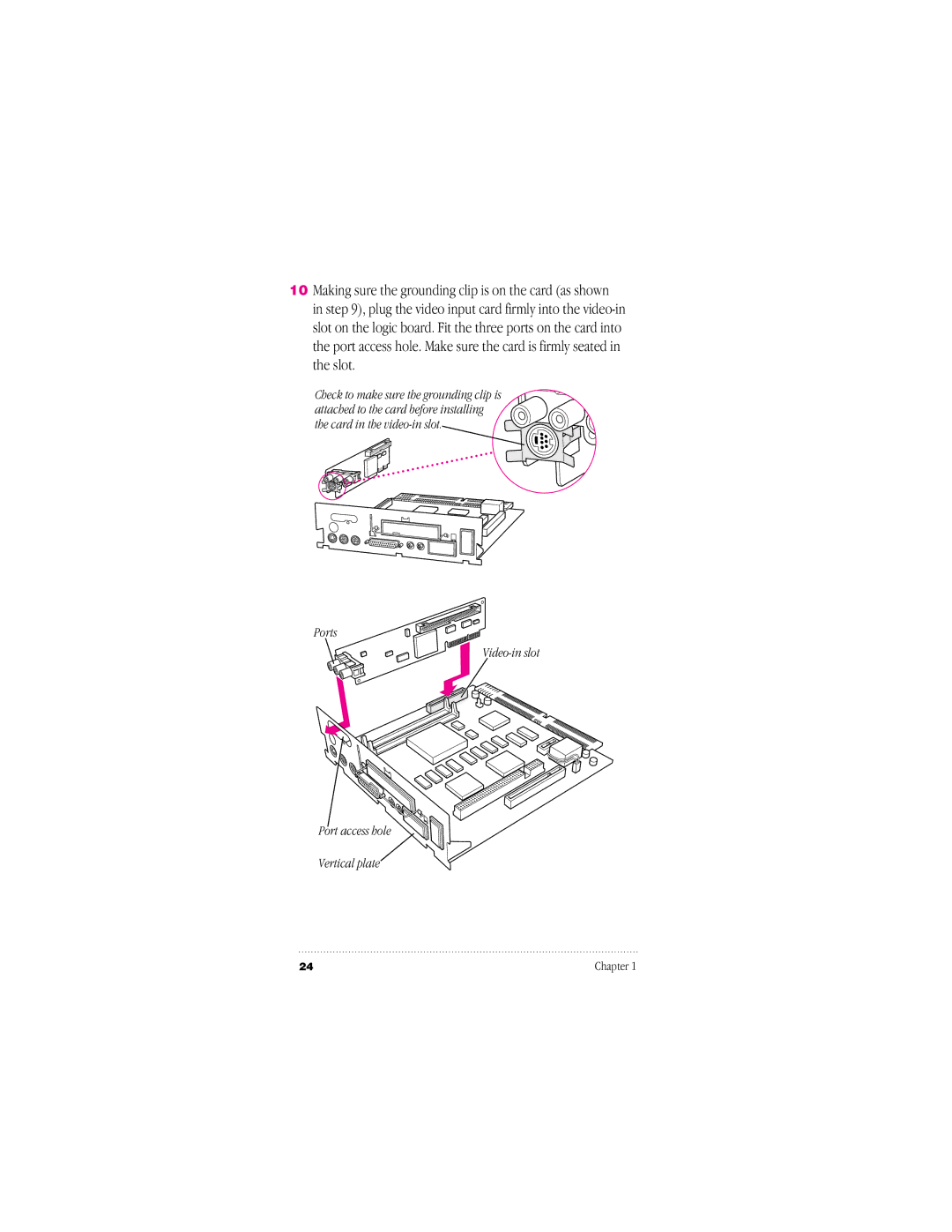 Apple 95014-2084, 030-8681-A user manual Making sure the grounding clip is on the card as shown 