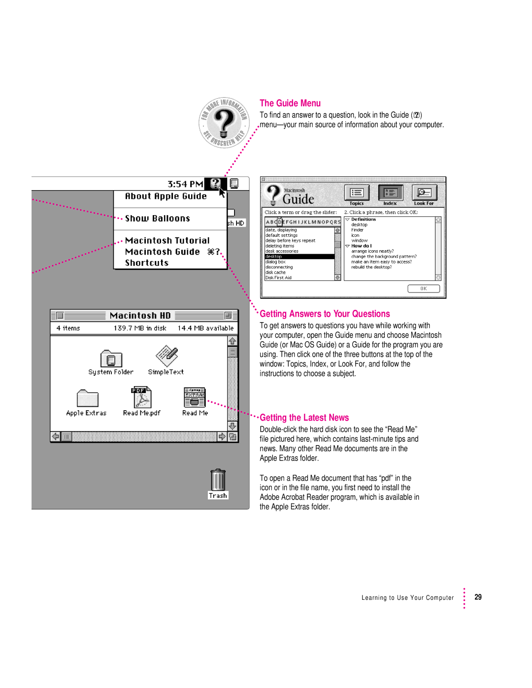 Apple 9600 manual Guide Menu 