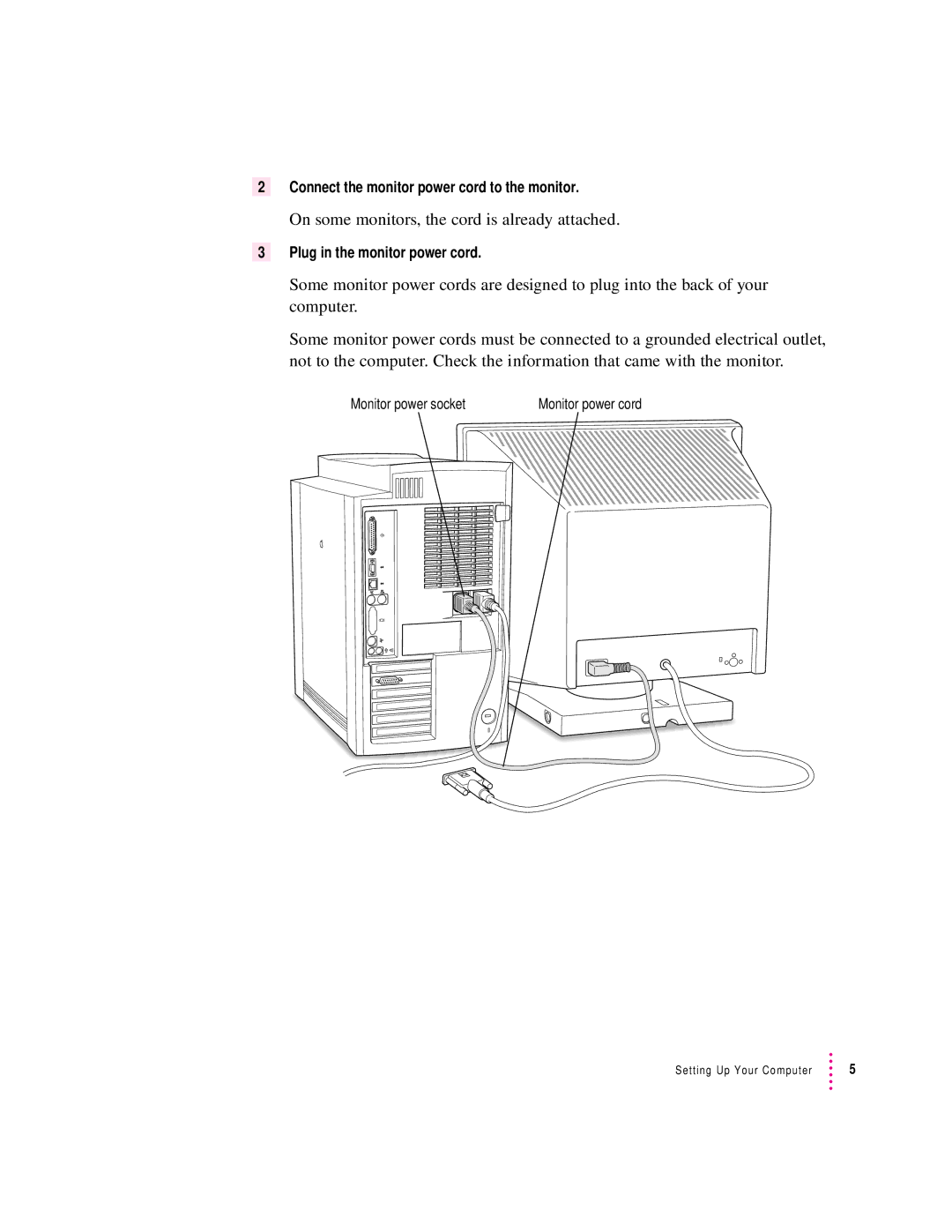 Apple 9600 manual On some monitors, the cord is already attached 