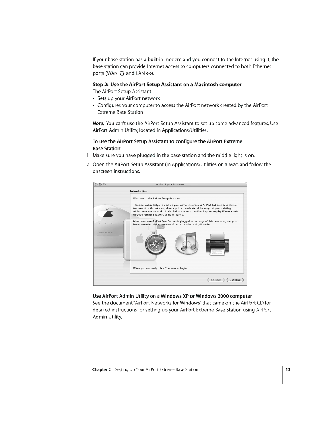 Apple MA073LL/A, A1034 setup guide Use the AirPort Setup Assistant on a Macintosh computer 