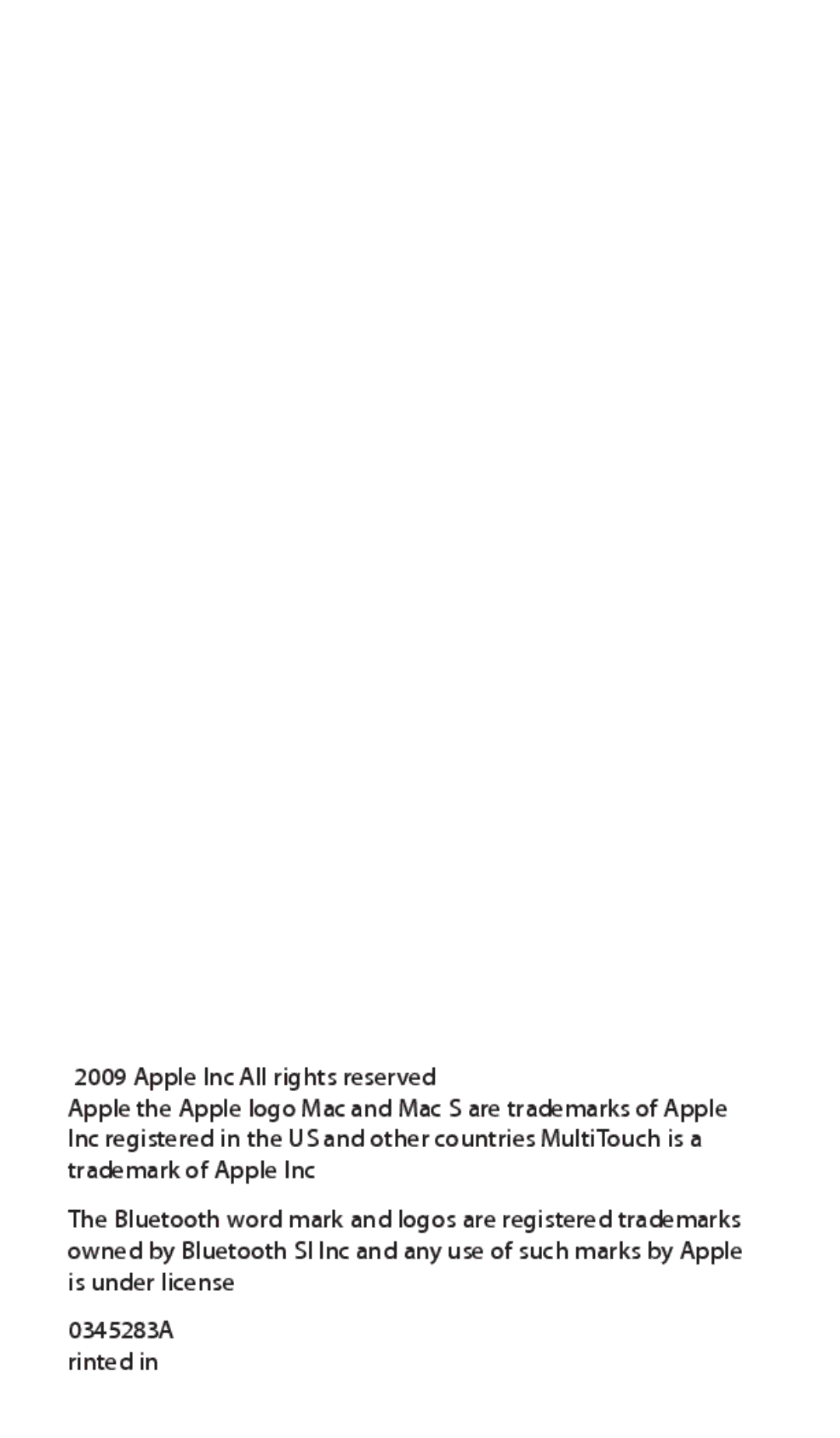 Apple A1296, MB829LL/A, Magic Mouse, 034-5283-A manual 