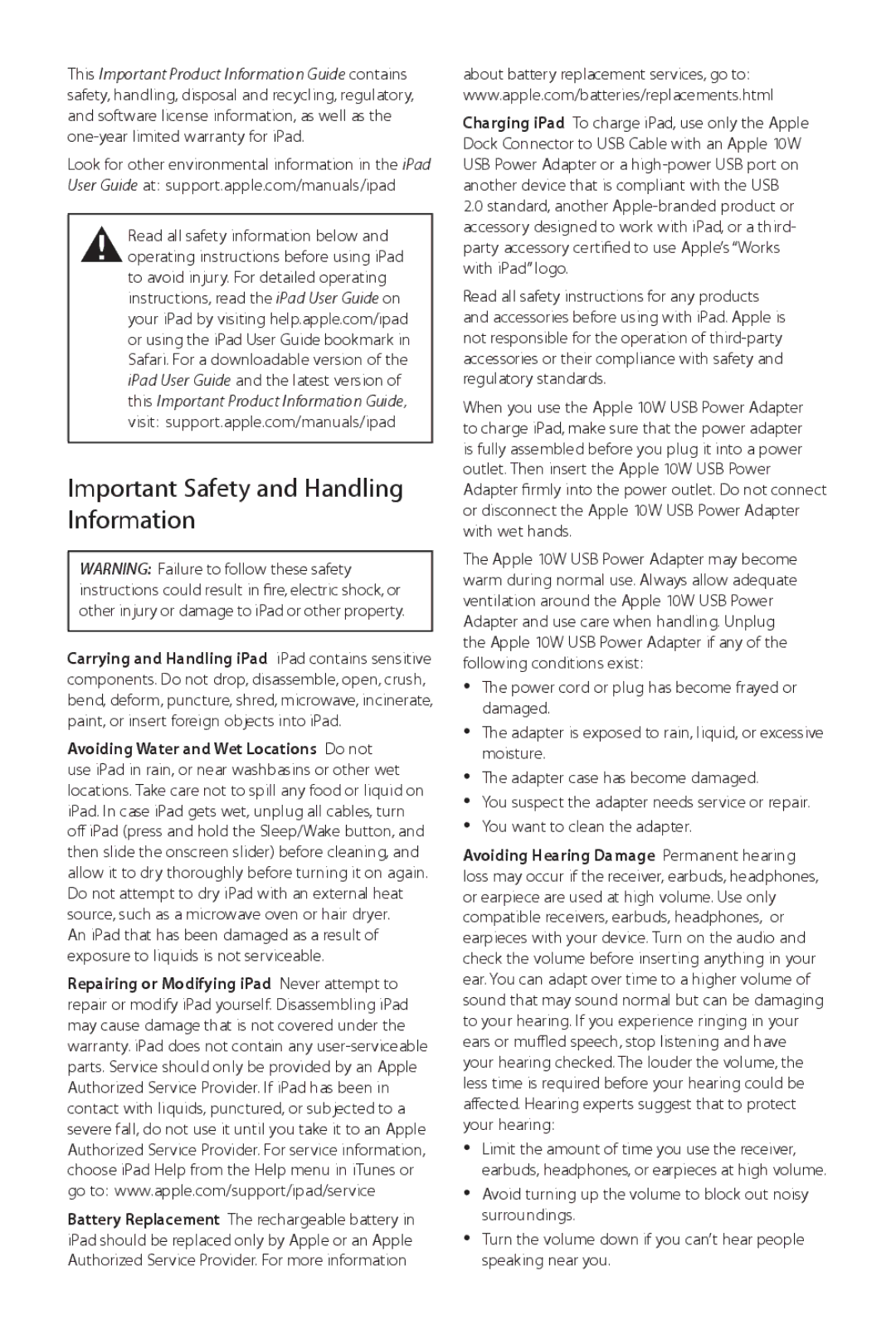 Apple A1416 manual Important Safety and Handling Information 