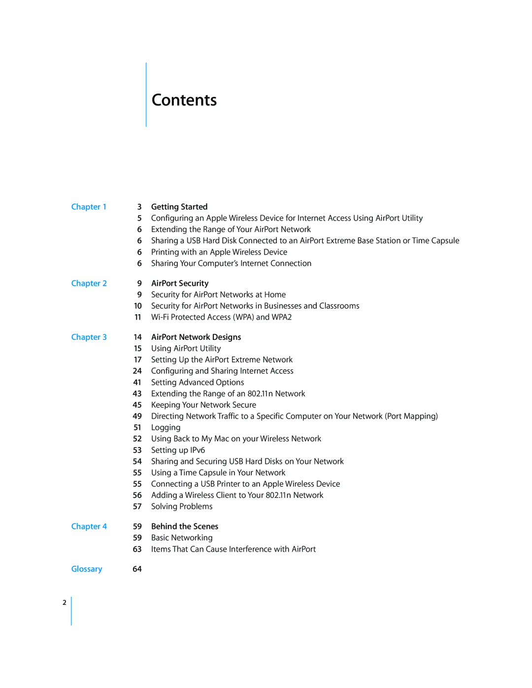 Apple AirPort Networks manual Contents 