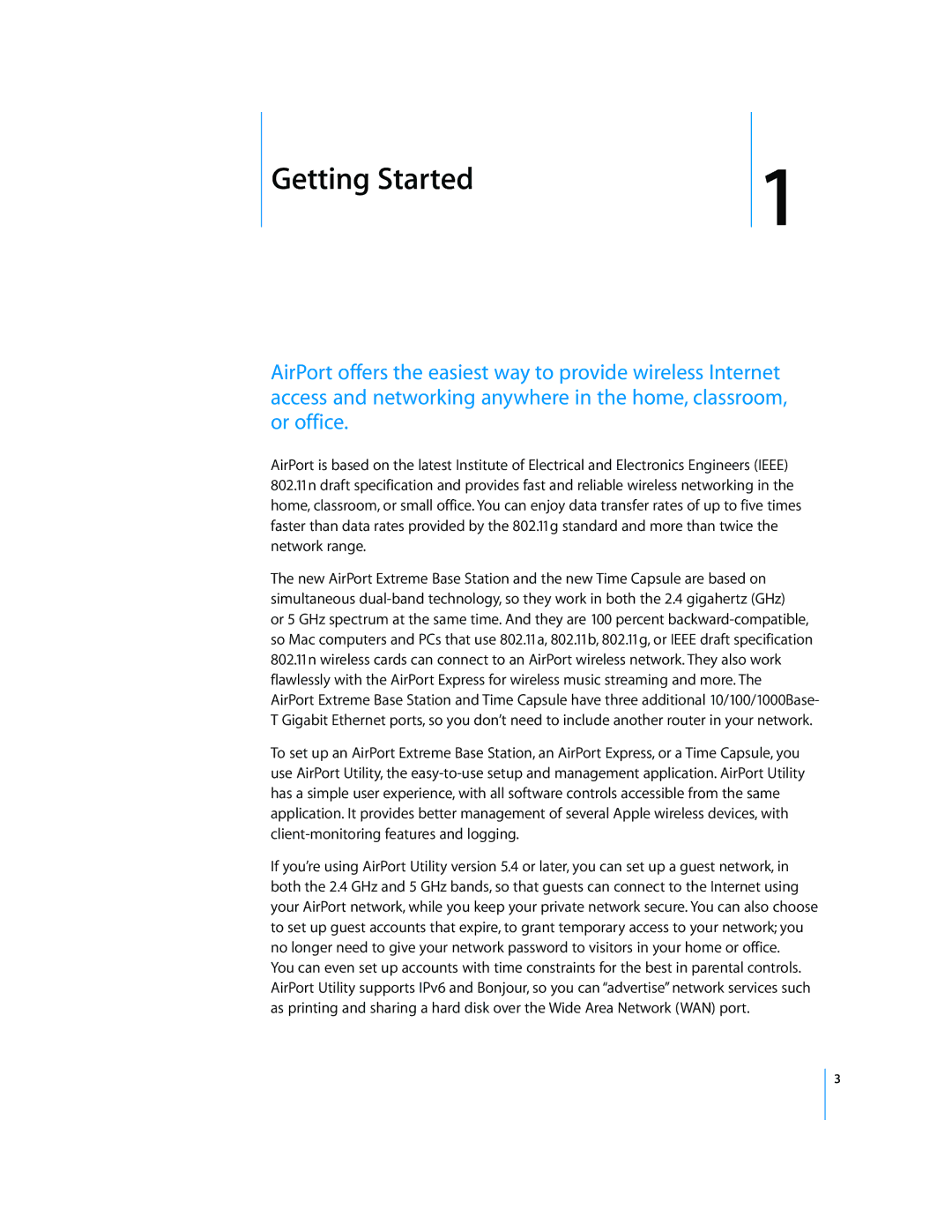 Apple AirPort Networks manual Getting Started 