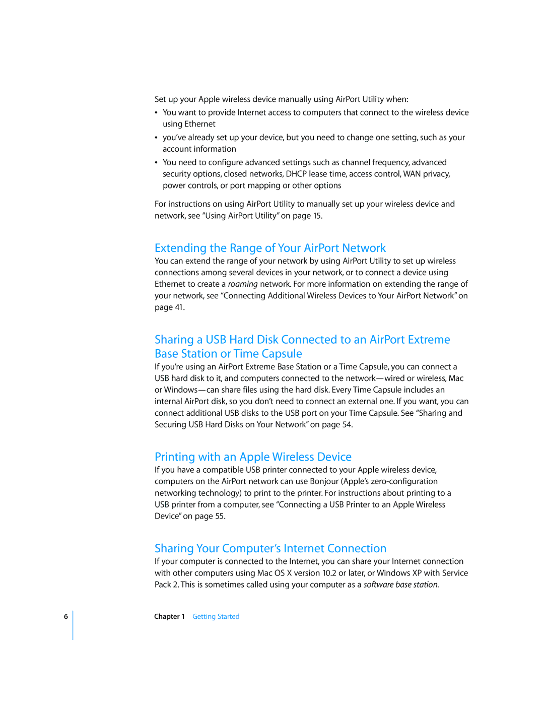 Apple AirPort Networks manual Extending the Range of Your AirPort Network, Printing with an Apple Wireless Device 
