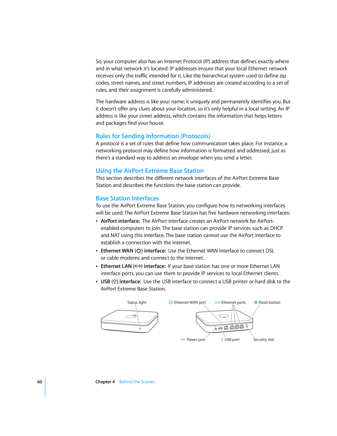 Apple AirPort Networks manual Rules for Sending Information Protocols, Using the AirPort Extreme Base Station 