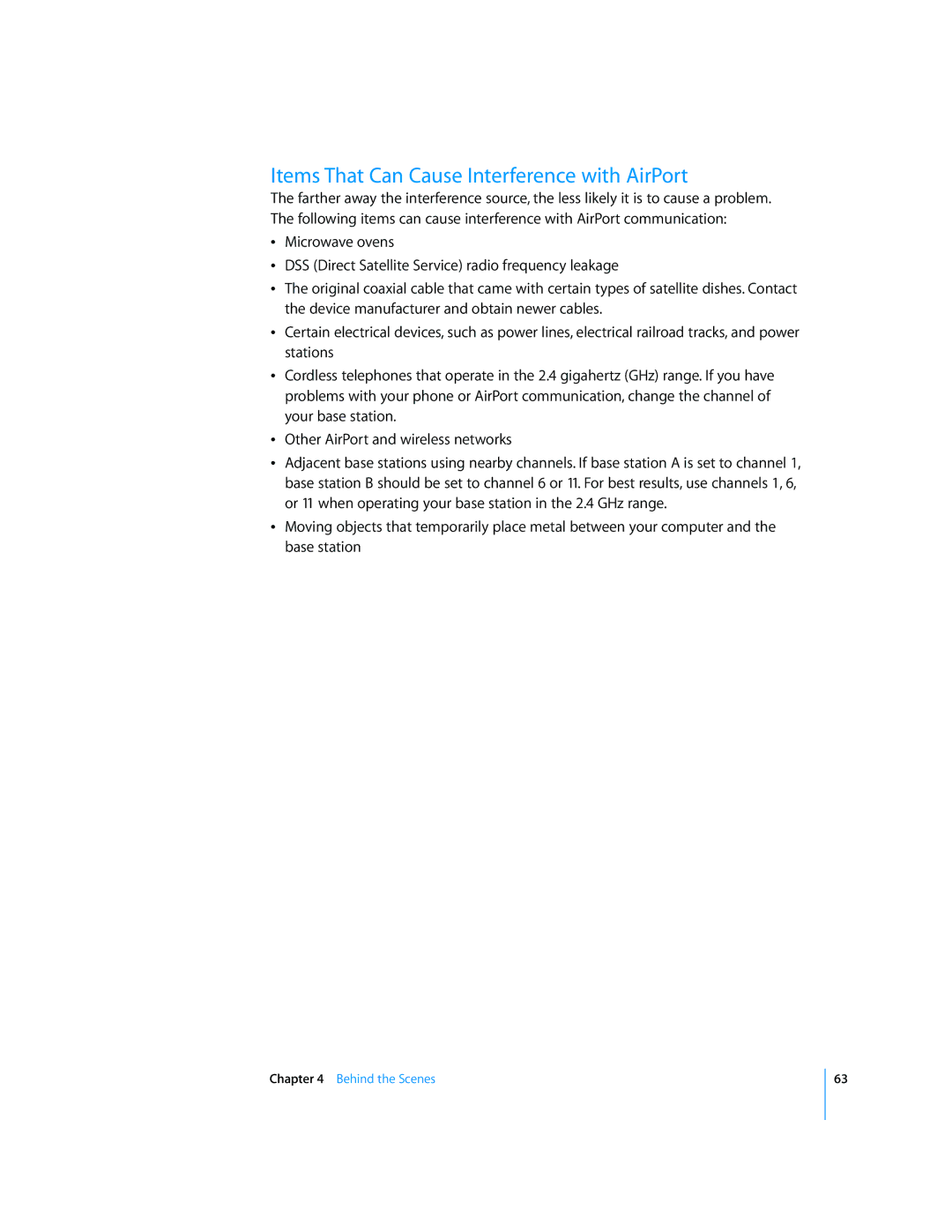Apple AirPort Networks manual Items That Can Cause Interference with AirPort 