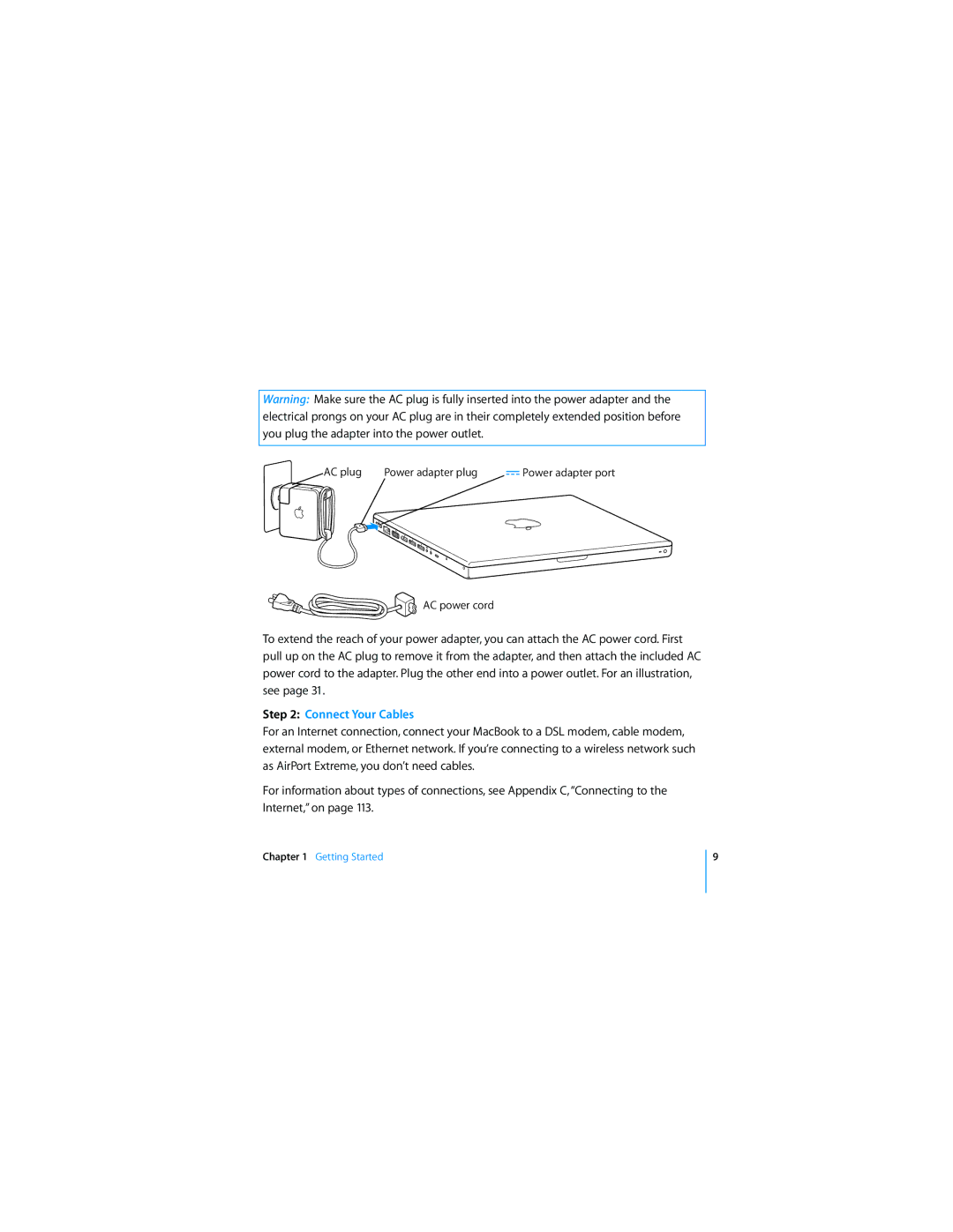 Apple APLLE MACBOOK manual Connect Your Cables 