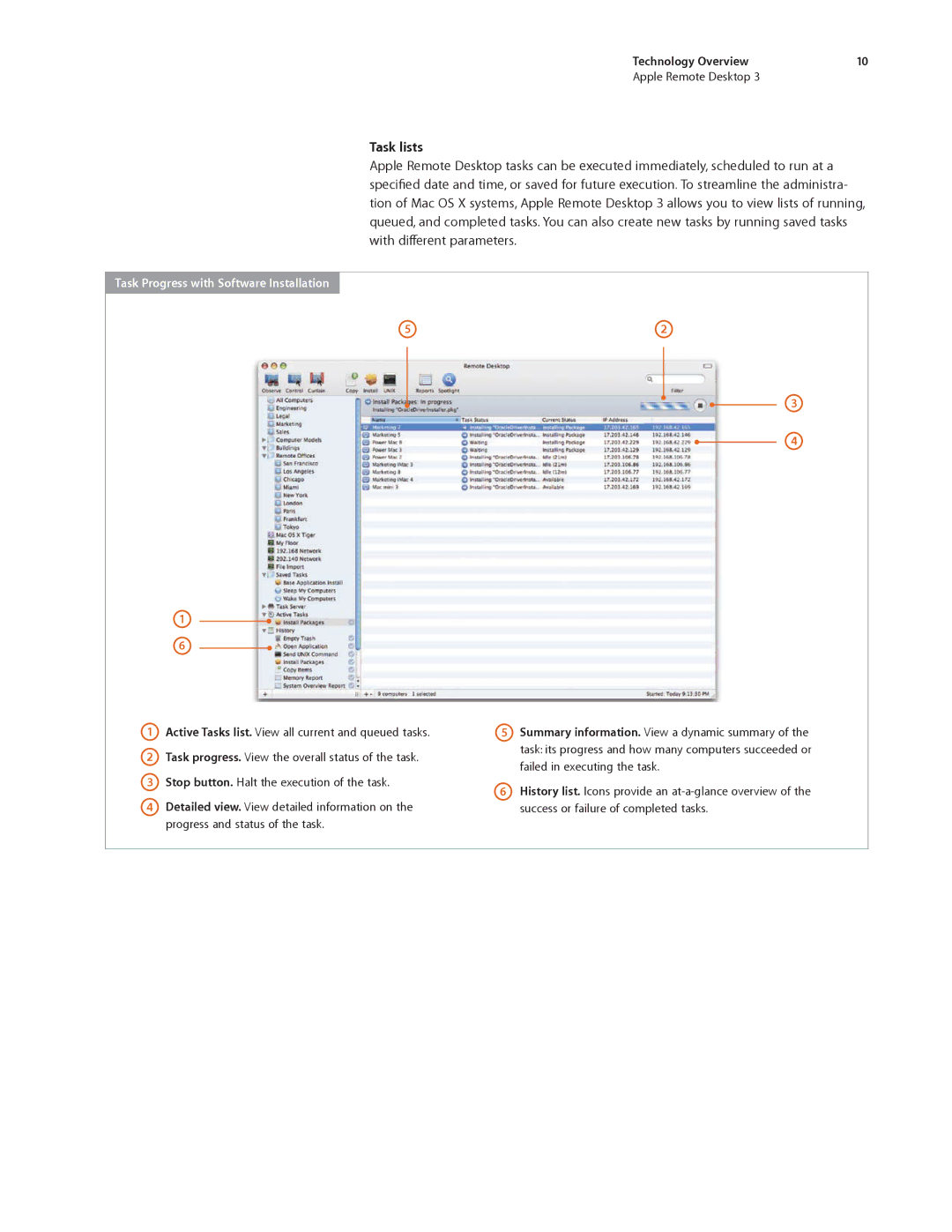 Apple ARD31 manual Task lists, Task Progress with Software Installation 