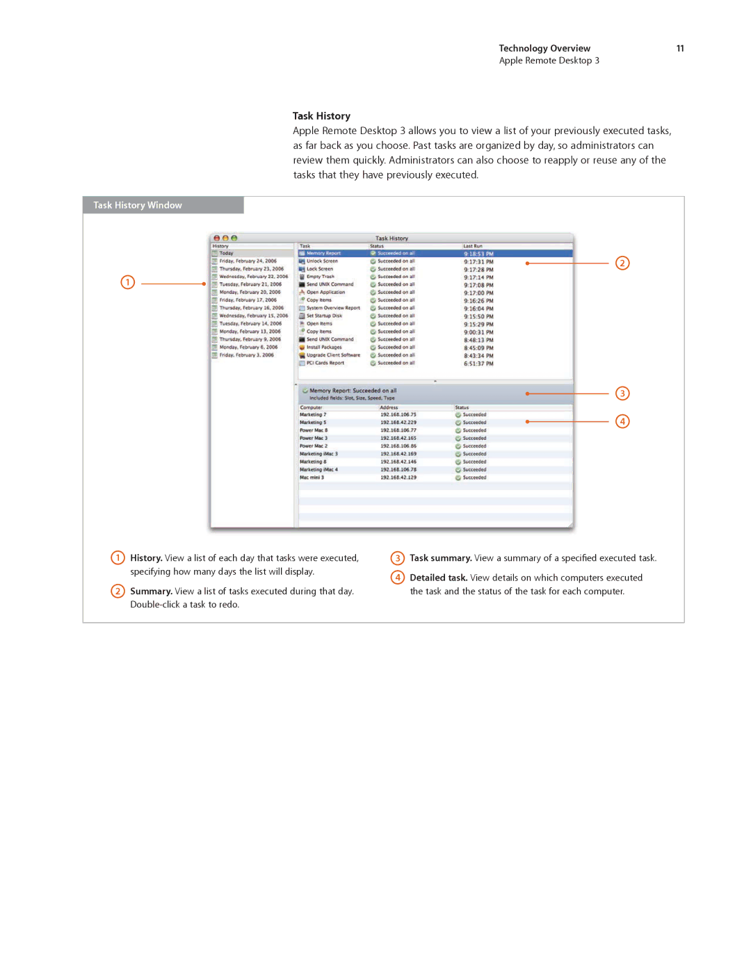 Apple ARD31 manual Task History Window 