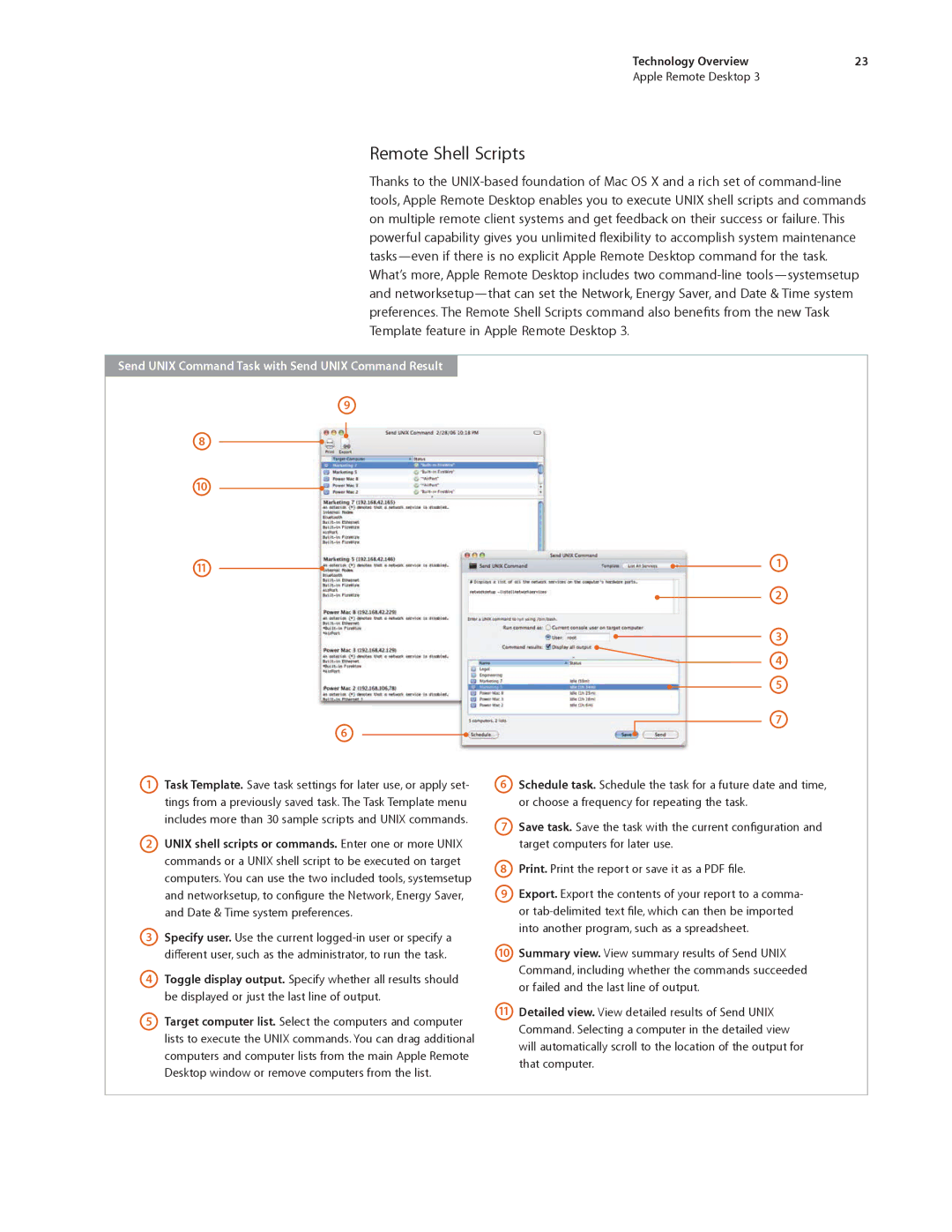 Apple ARD31 manual Remote Shell Scripts, Send Unix Command Task with Send Unix Command Result 