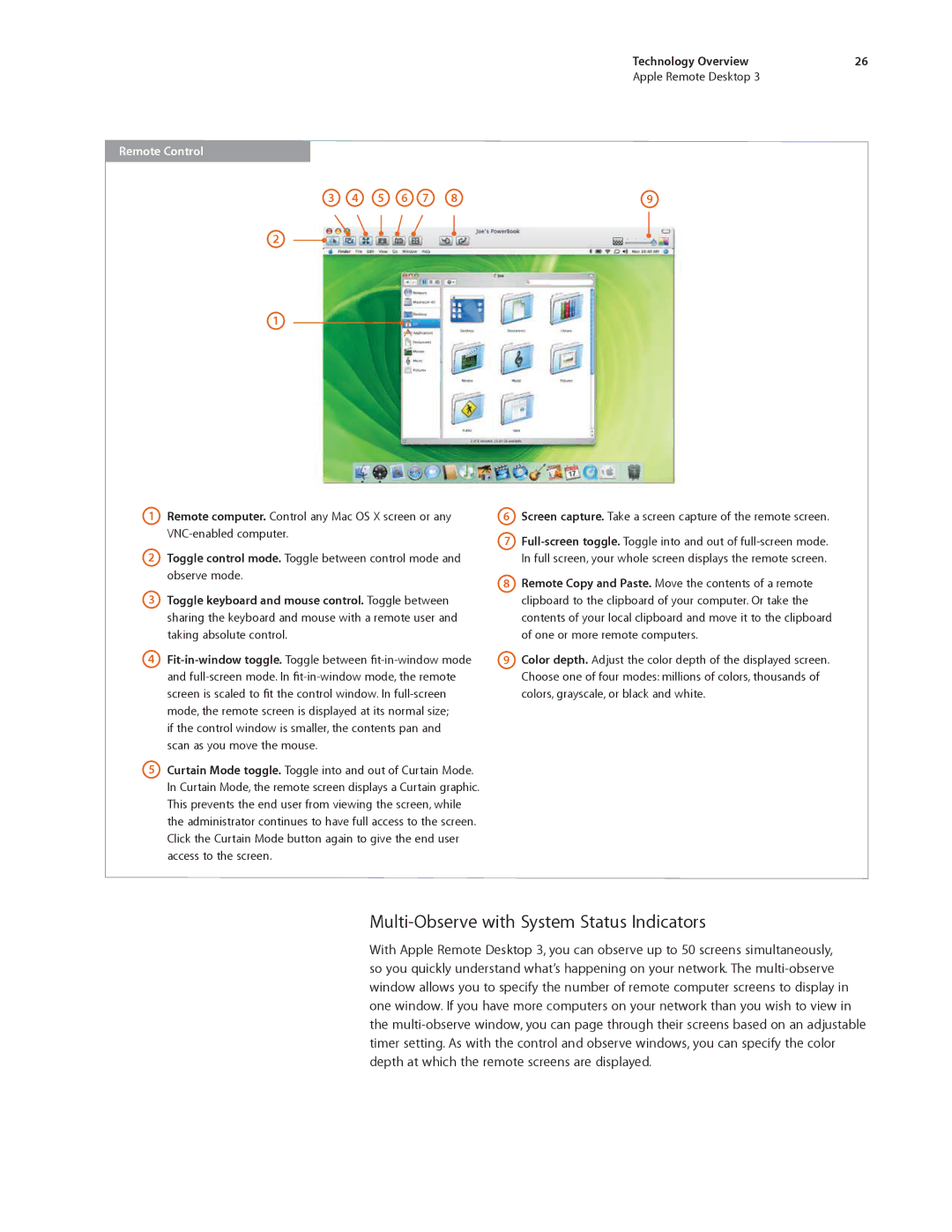 Apple ARD31 manual Multi-Observe with System Status Indicators, Remote Control 