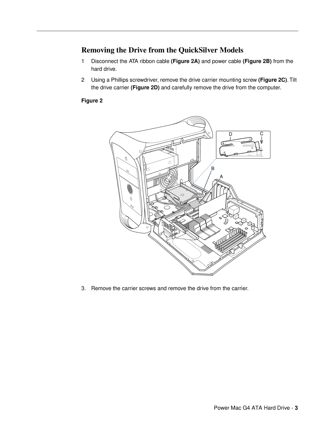 Apple ATA Hard Drive warranty Removing the Drive from the QuickSilver Models 