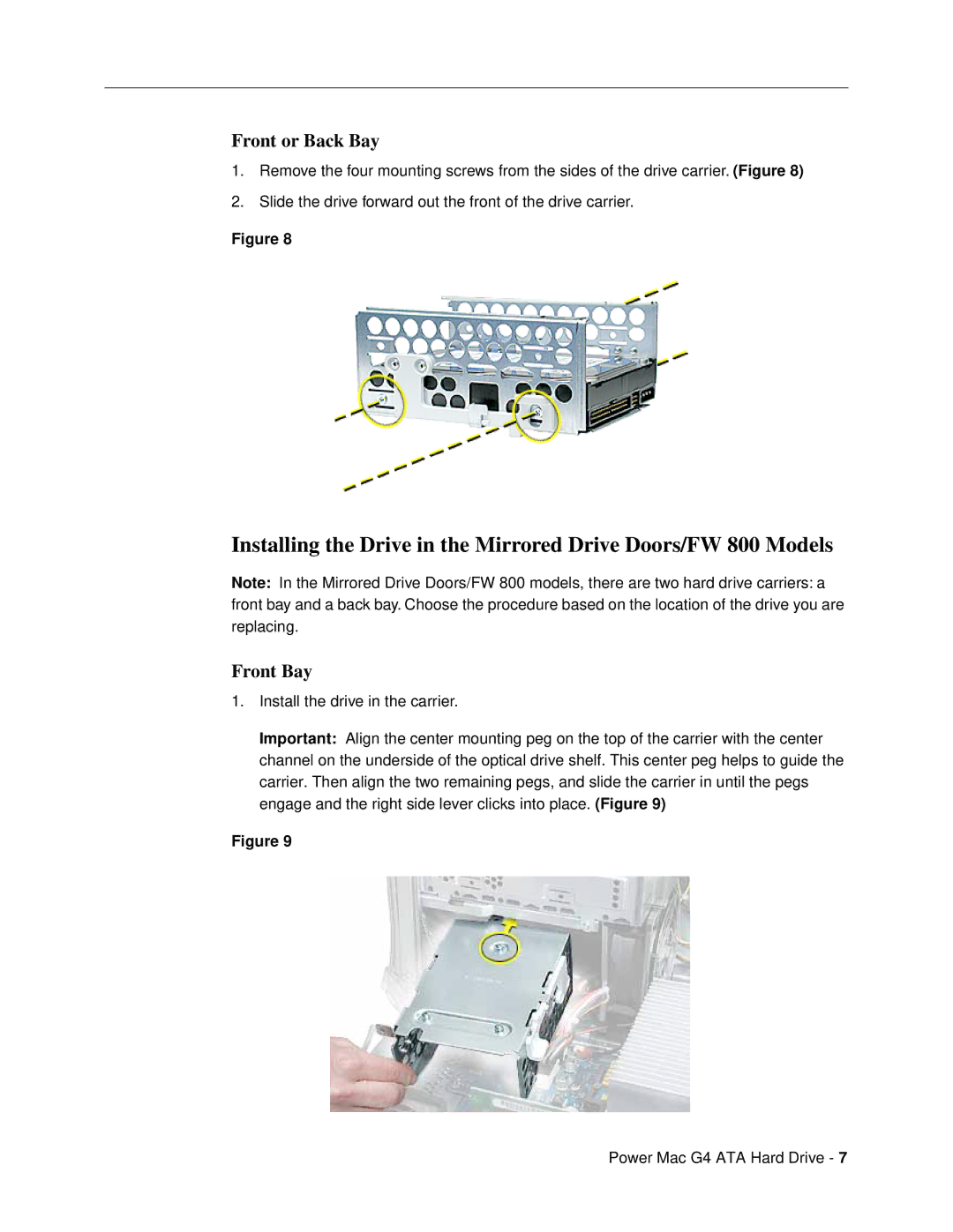 Apple ATA Hard Drive warranty Front or Back Bay 