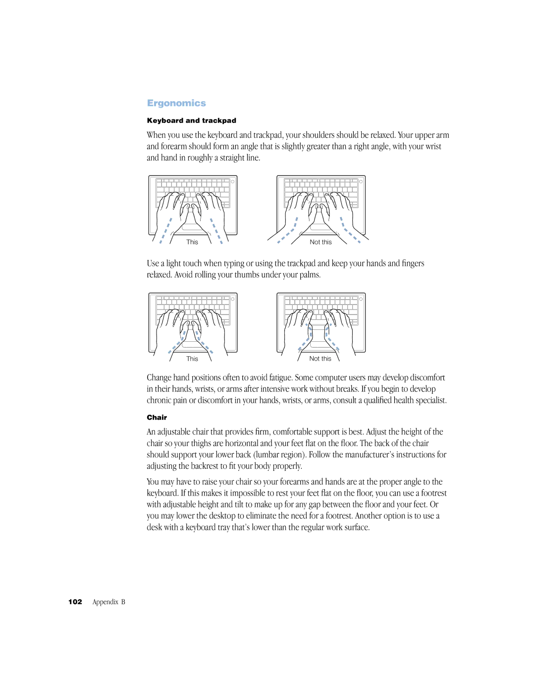 Apple BookG4 Computer manual Ergonomics 