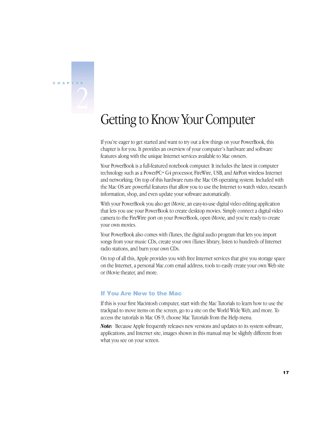 Apple BookG4 Computer manual Getting to Know Your Computer, If You Are New to the Mac 