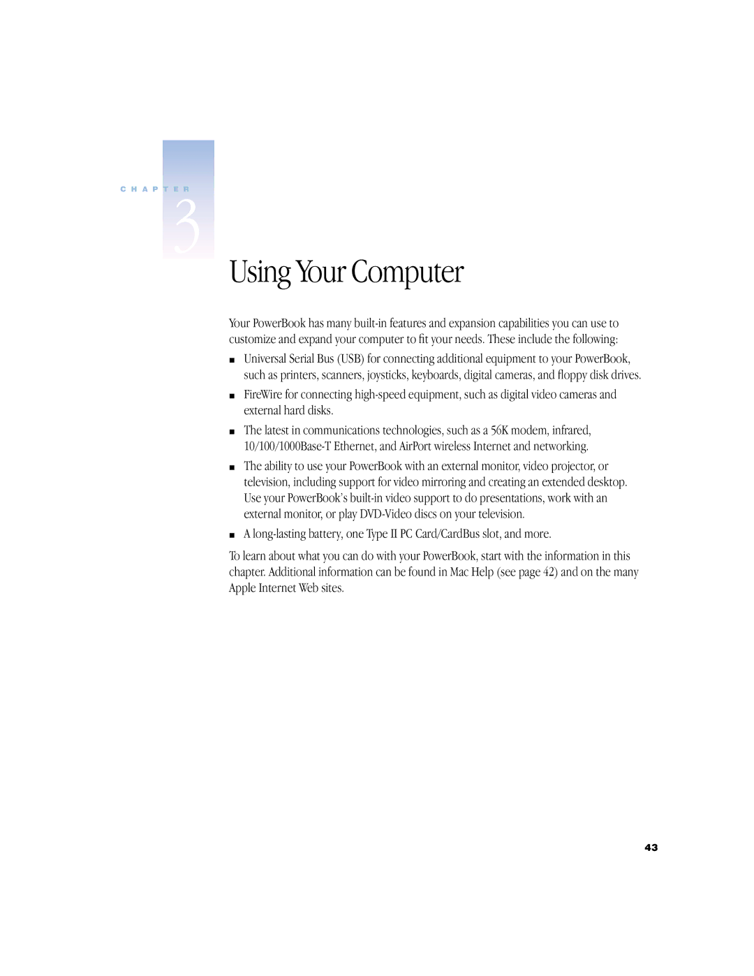 Apple BookG4 Computer manual Using Your Computer 