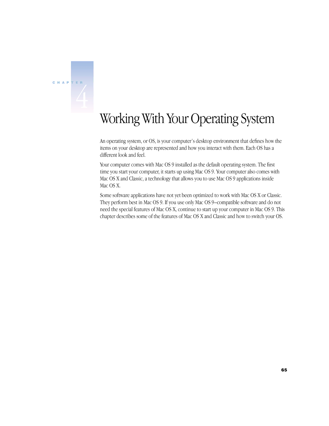 Apple BookG4 Computer manual Working With Your Operating System 