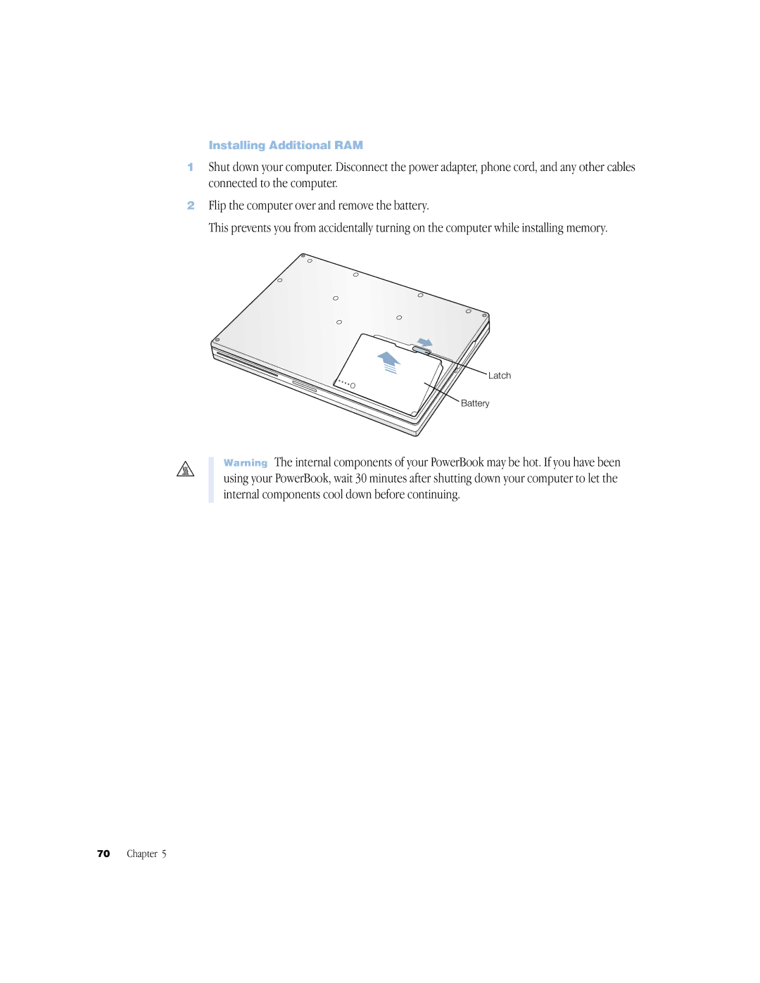 Apple BookG4 Computer manual Installing Additional RAM 