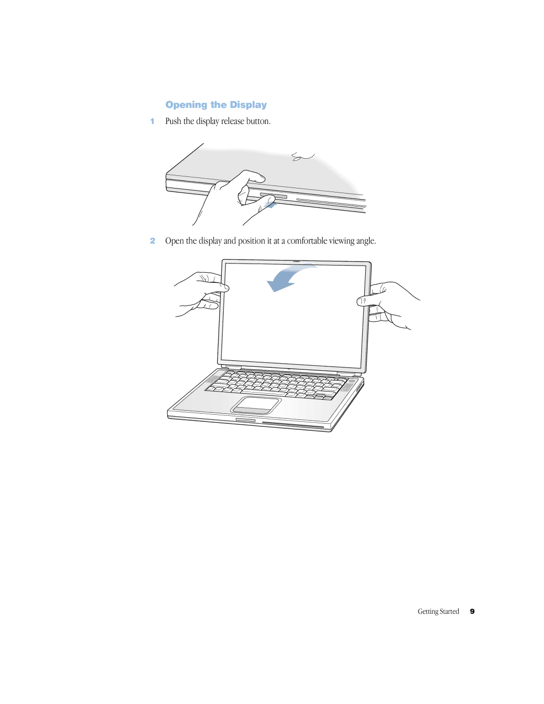 Apple BookG4 Computer manual Opening the Display 