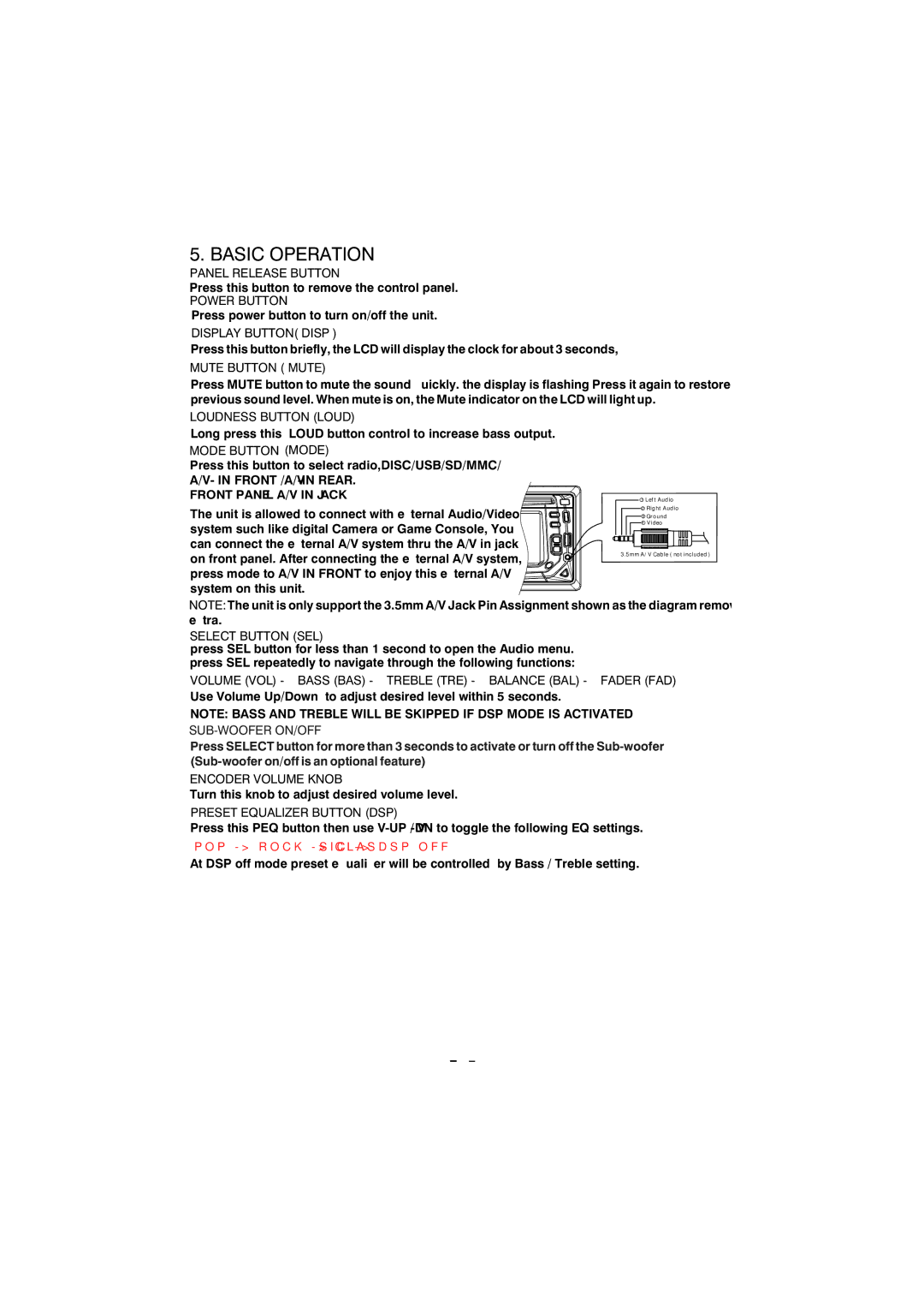 Apple BV9150 user manual Left Audio 