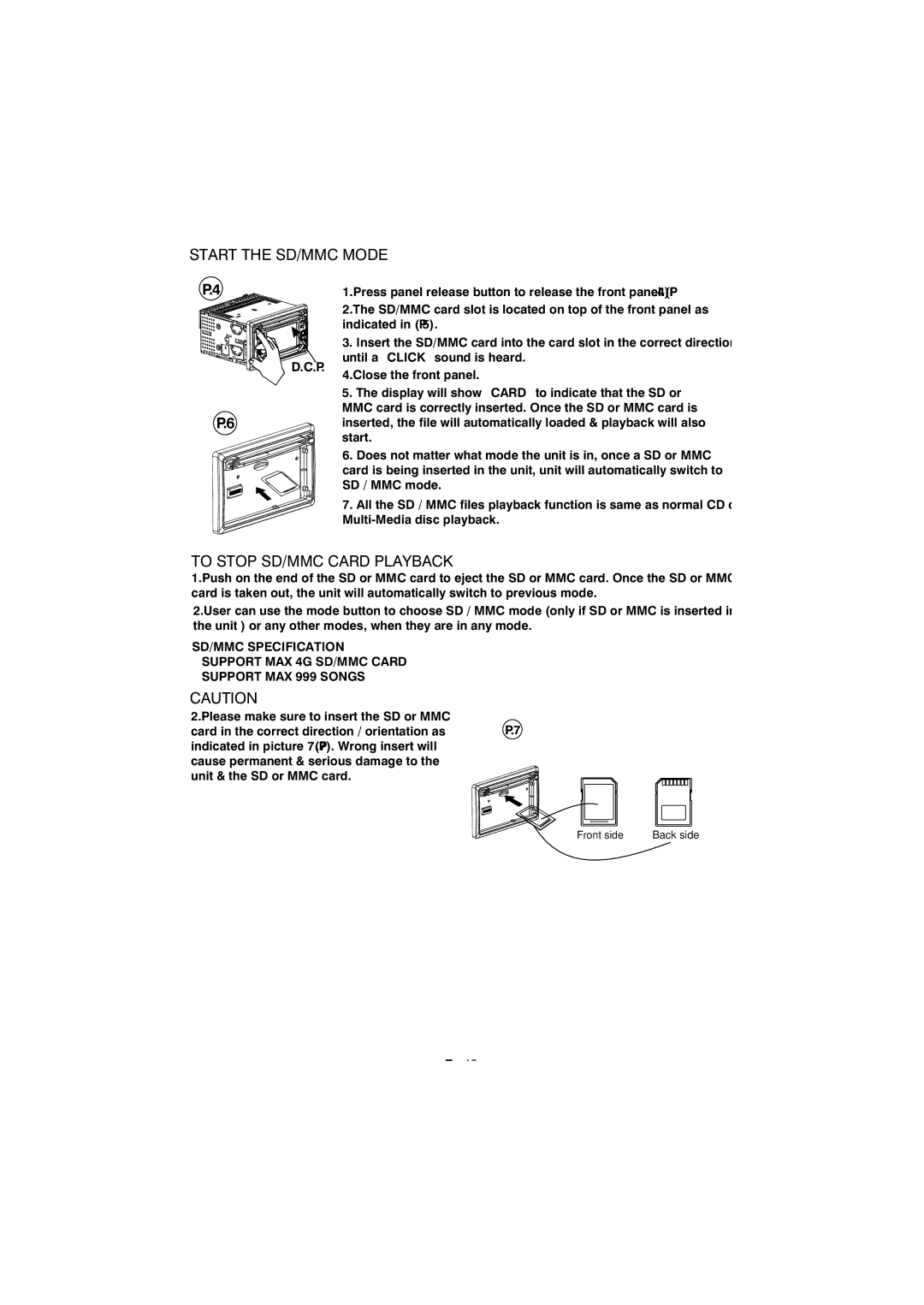 Apple BV9150 user manual Start the SD/MMC Mode 