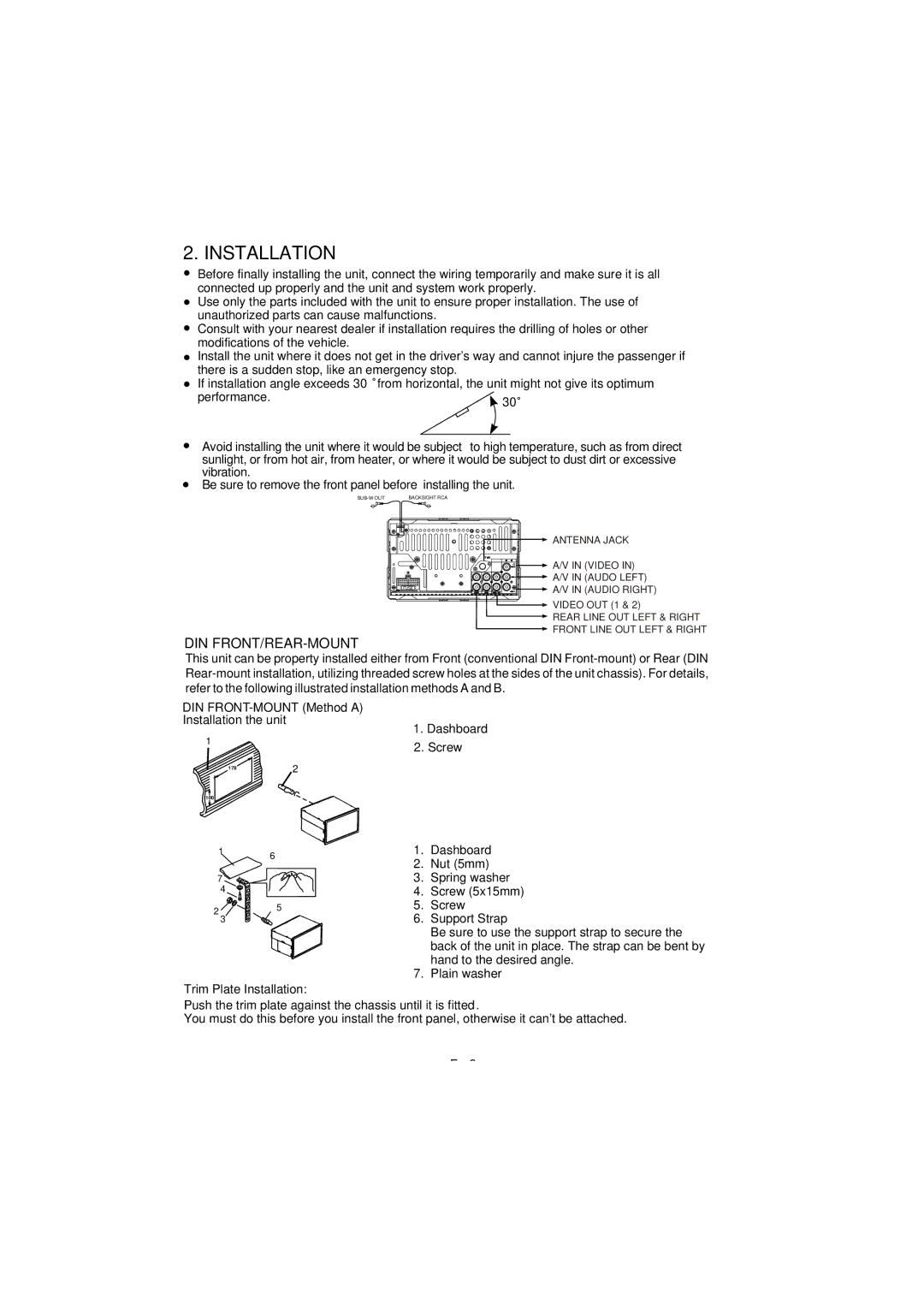 Apple BV9150 user manual Installation, Din Front/Rear-Mount 