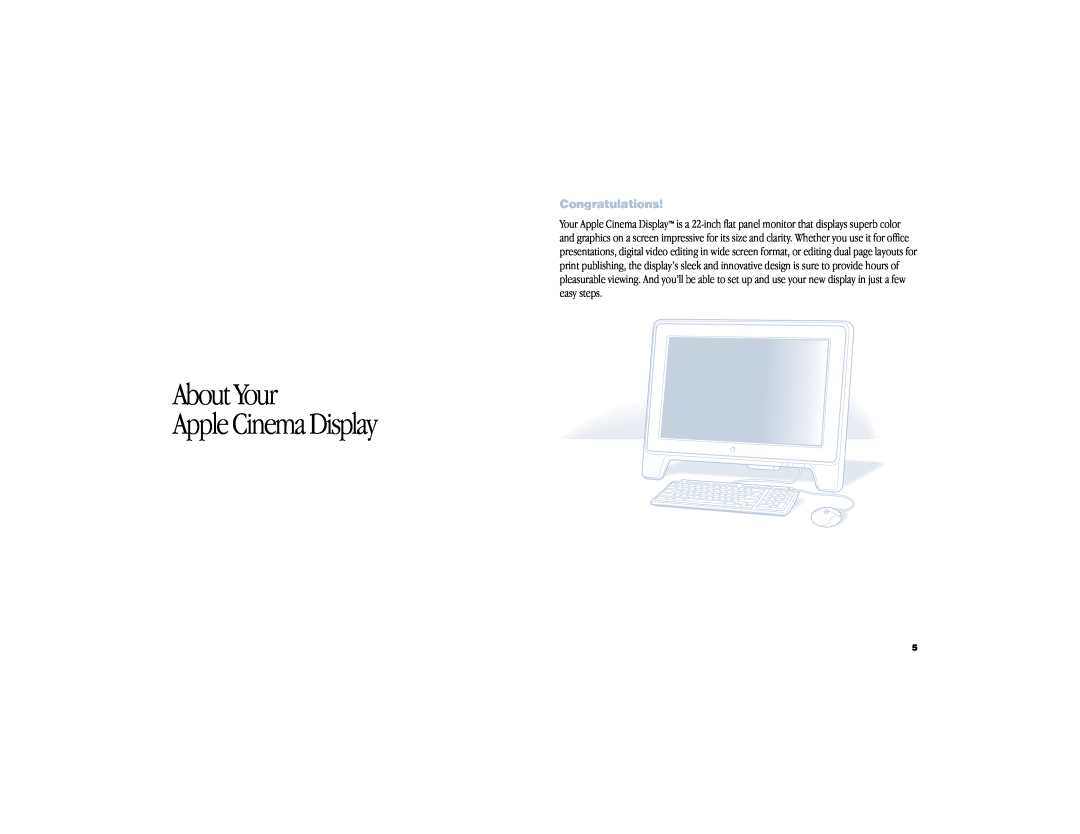 Apple manual About Your Apple Cinema Display, Congratulations 