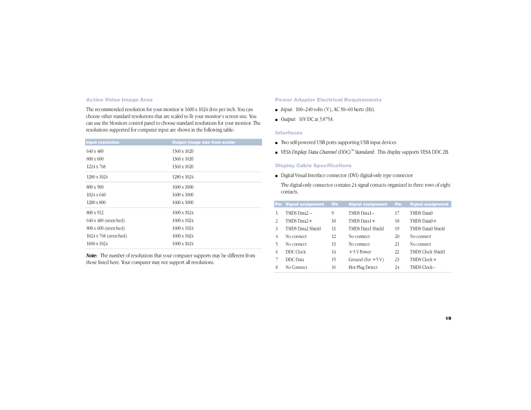 Apple Cinema Display manual Two self-powered USB ports supporting USB input devices 