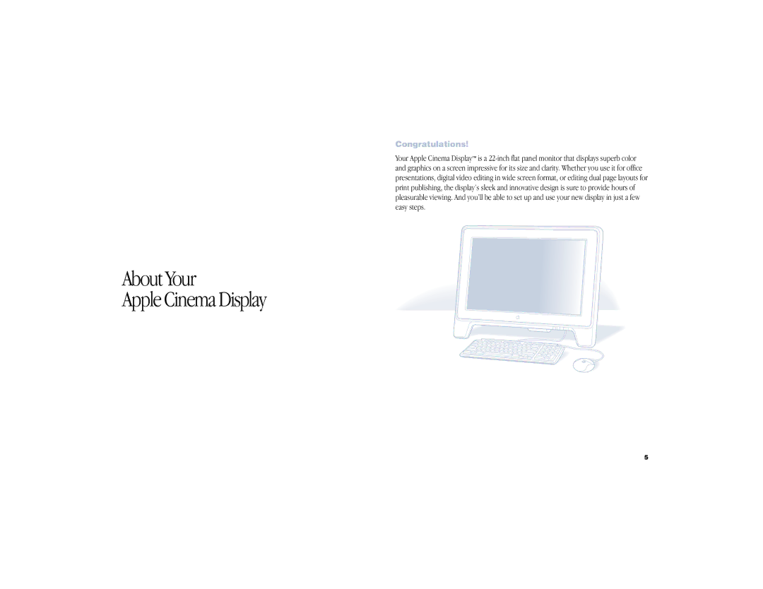 Apple manual About Your Apple Cinema Display, Congratulations 