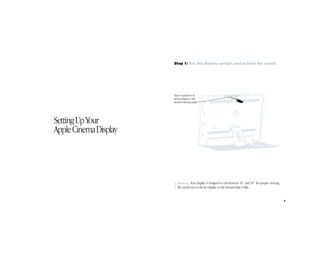 Apple manual Setting Up Your Apple Cinema Display, Set the display upright and extend the stand 