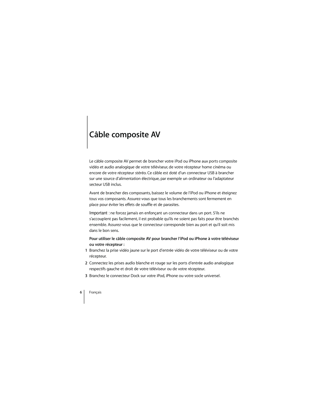 Apple Composite, ZM034-4761-A manual Câble composite AV 