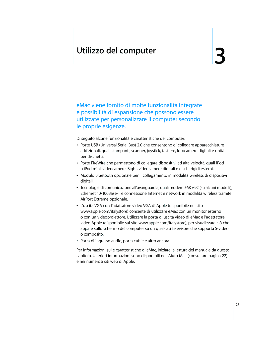 Apple Computer Accessories manual Utilizzo del computer 