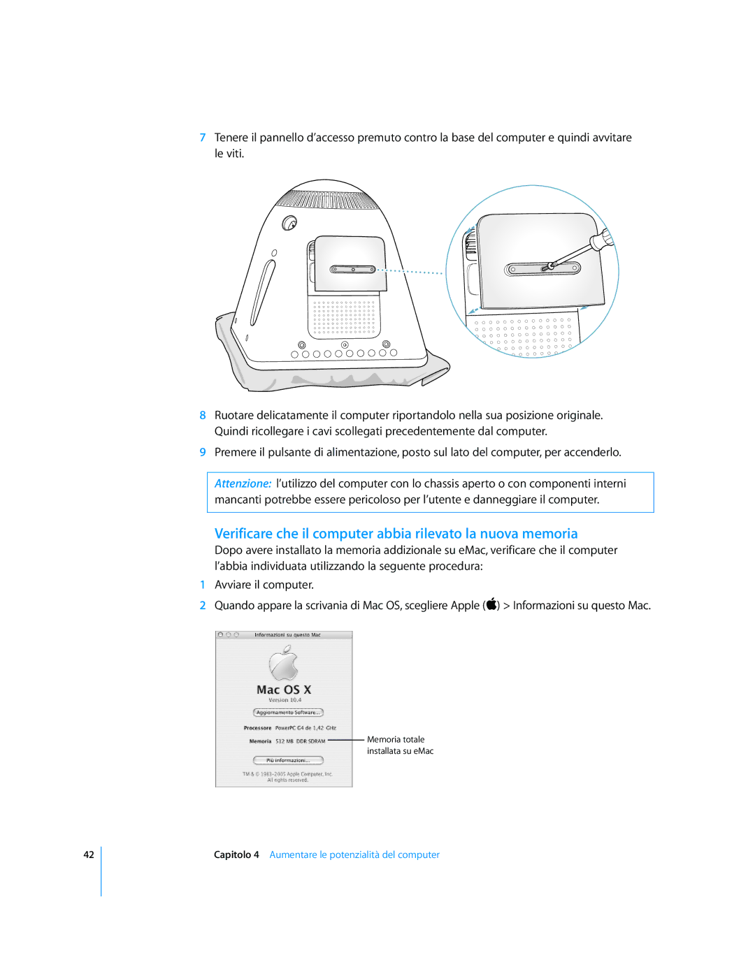 Apple Computer Accessories manual Verificare che il computer abbia rilevato la nuova memoria 