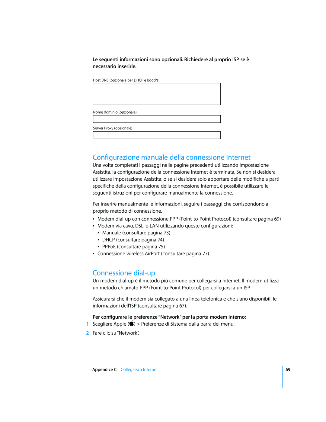 Apple Computer Accessories Configurazione manuale della connessione Internet, Connessione dial-up 