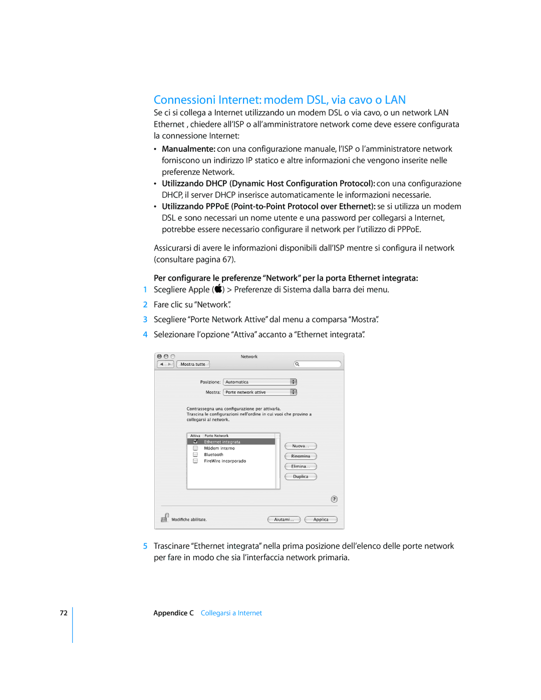 Apple Computer Accessories manual Connessioni Internet modem DSL, via cavo o LAN 