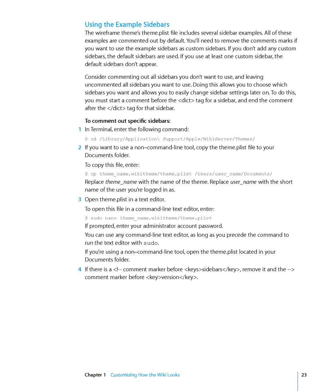 Apple Computer Hardware manual Using the Example Sidebars, To comment out specific sidebars 