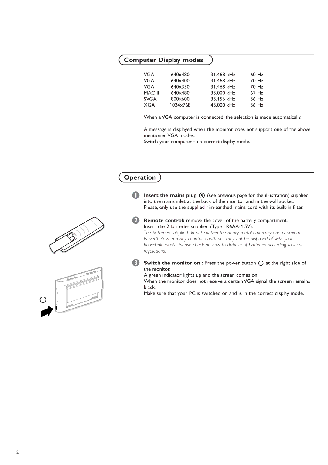 Apple Computer Monitor manual UseComputerof the remoteDisplay modescontrol, Operation 