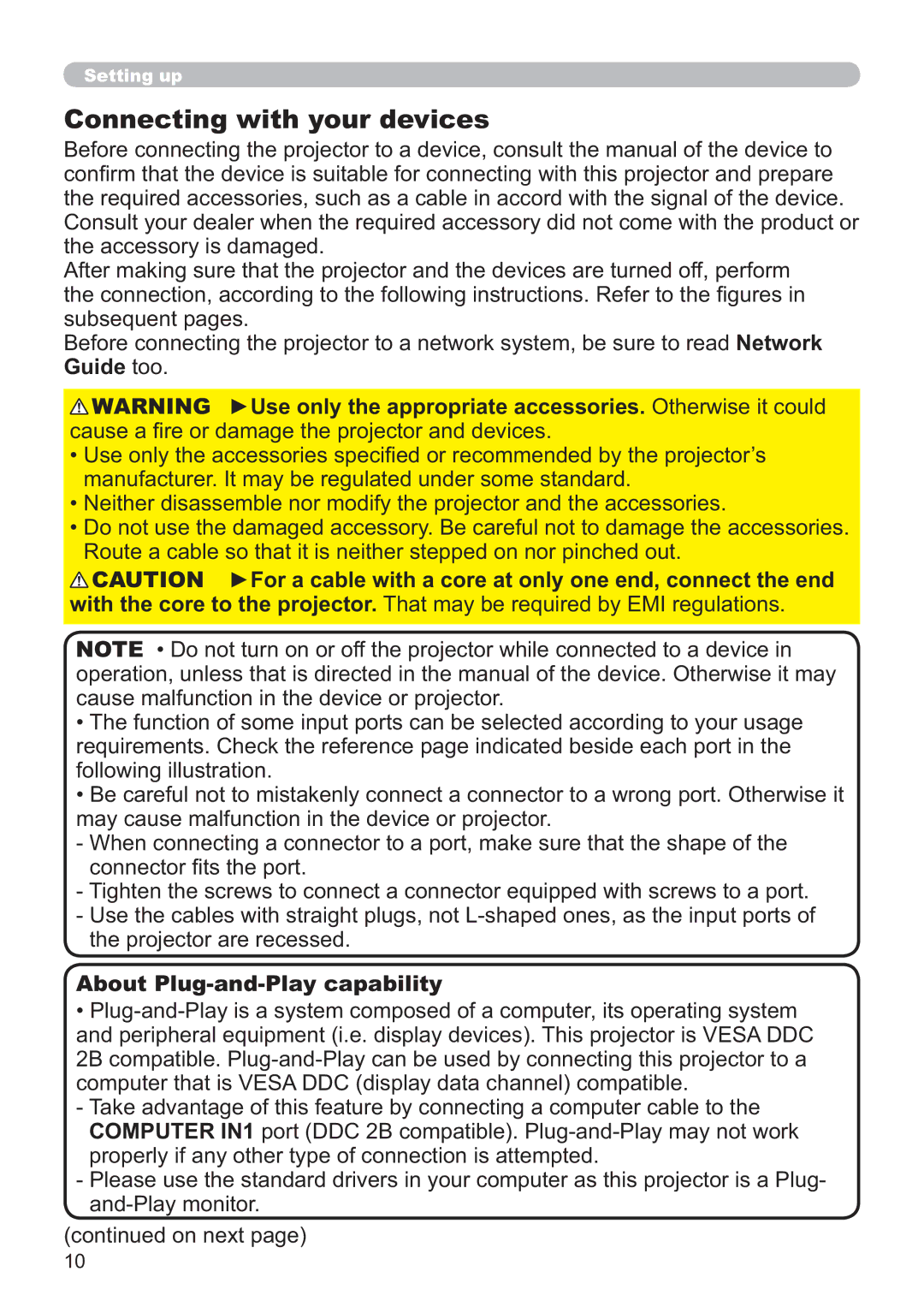 Apple CP-X3021WN, CP-X2521WN, CP-X2021WN user manual Connecting with your devices, About Plug-and-Play capability 