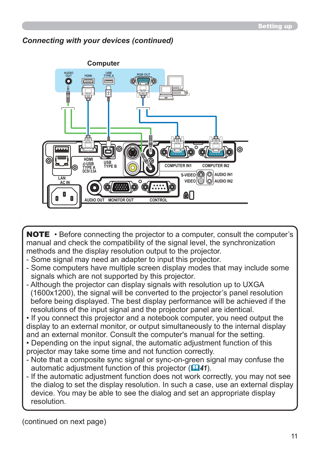 Apple CP-X2021WN, CP-X2521WN, CP-X3021WN user manual Connecting with your devices, Computer 