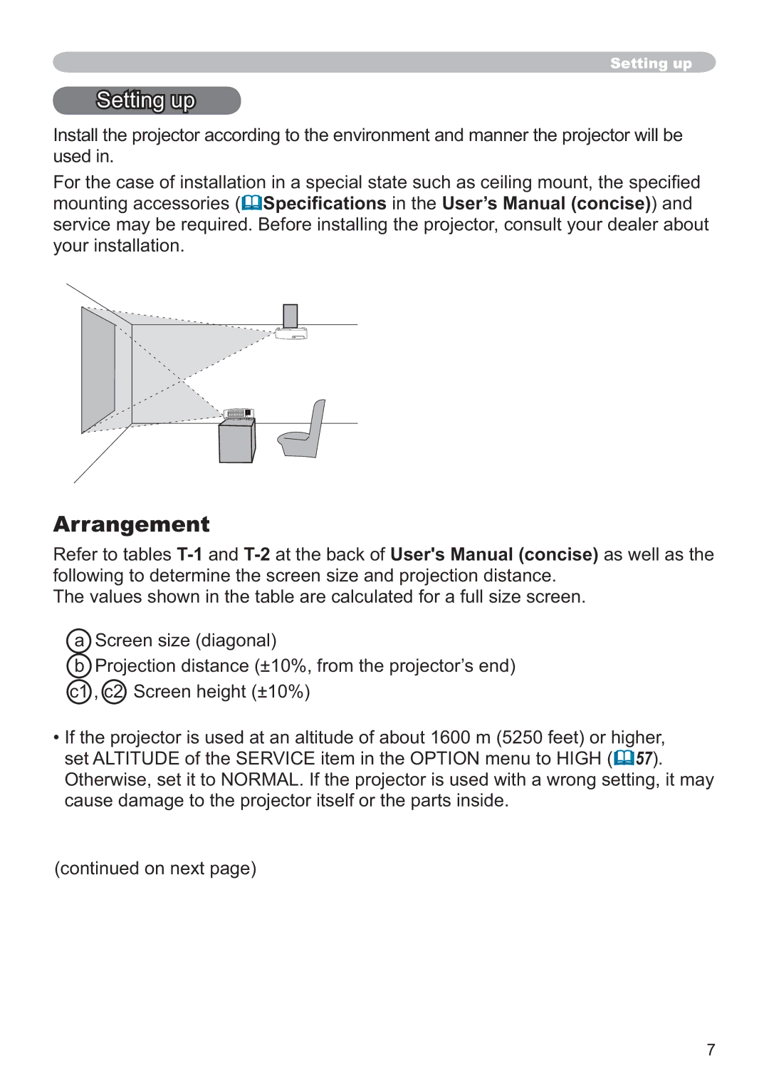 Apple CP-X3021WN, CP-X2521WN, CP-X2021WN user manual Setting up, Arrangement 