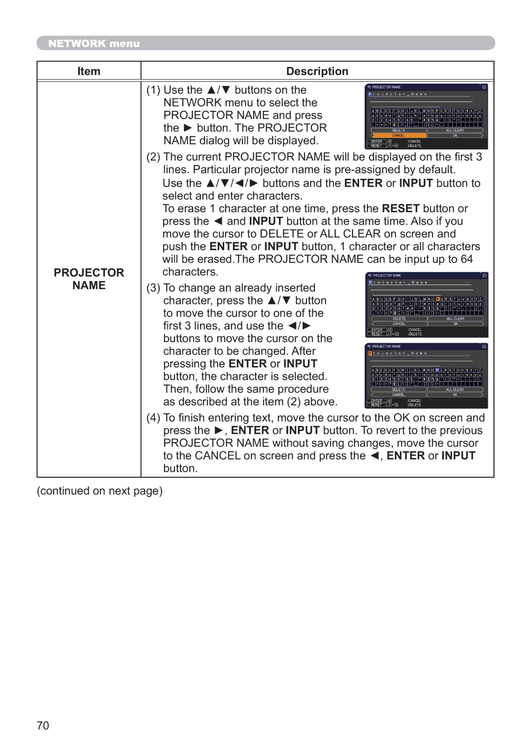 Apple CP-X3021WN, CP-X2521WN, CP-X2021WN user manual Projector Name 