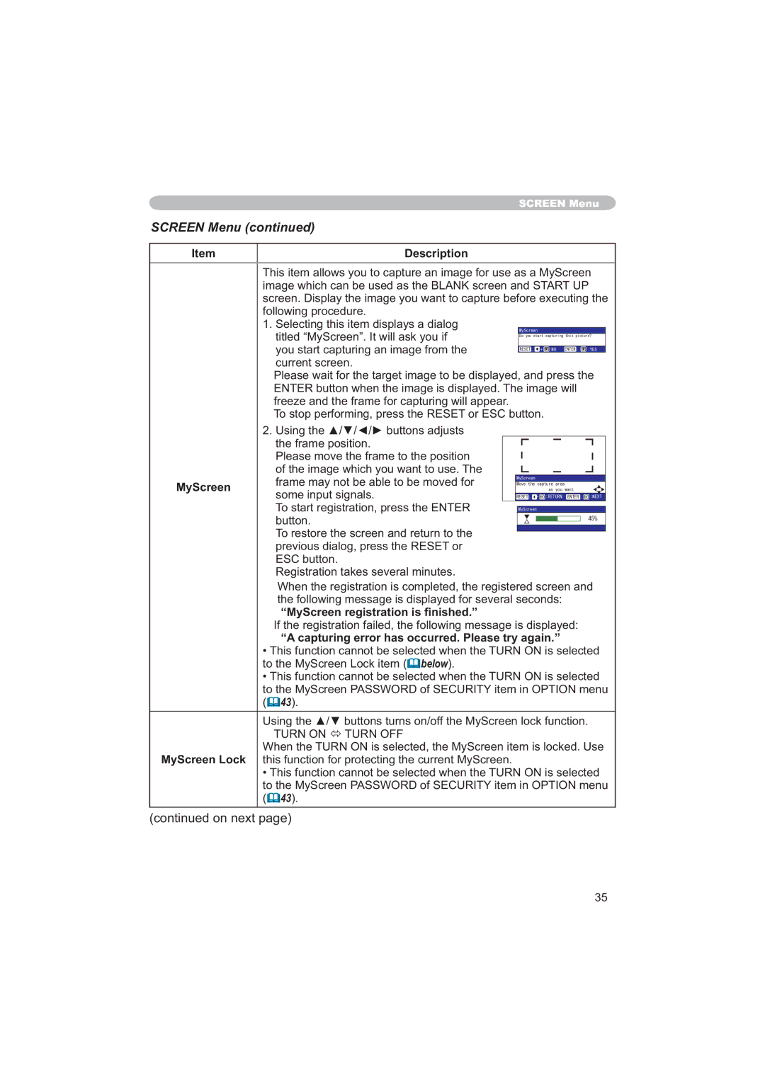 Apple CP-X253 user manual MyScreen 