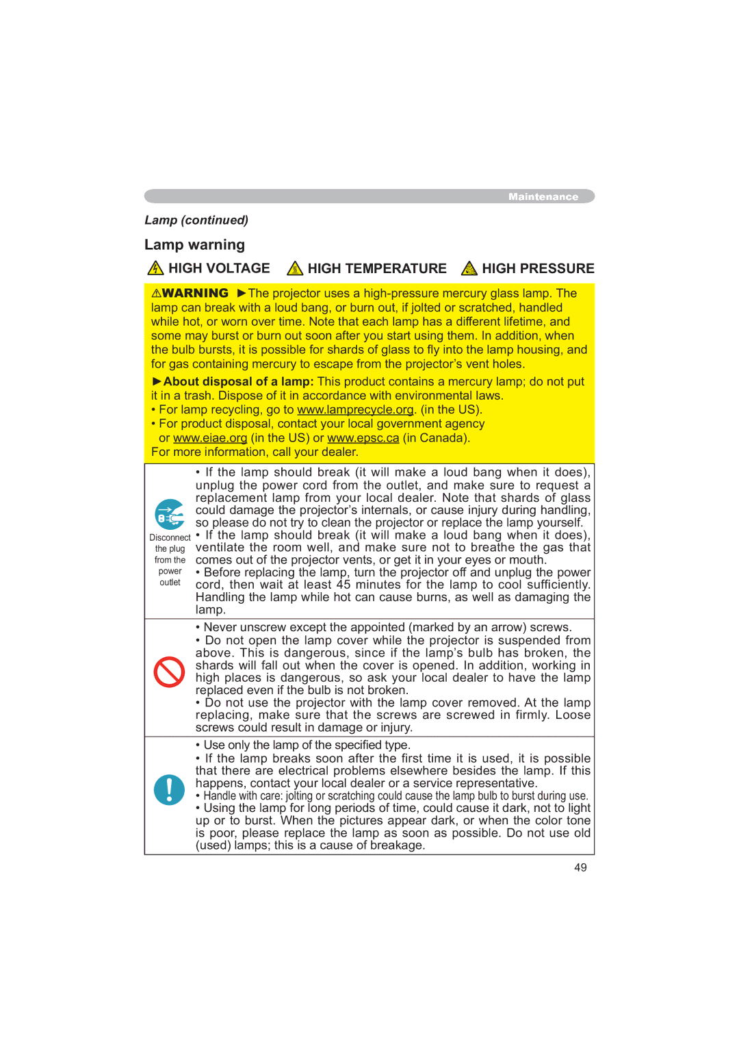 Apple CP-X253 user manual Lamp warning, Odps, XvhgOdpsvWklvLvDFdxvhRiEuhdndjh 