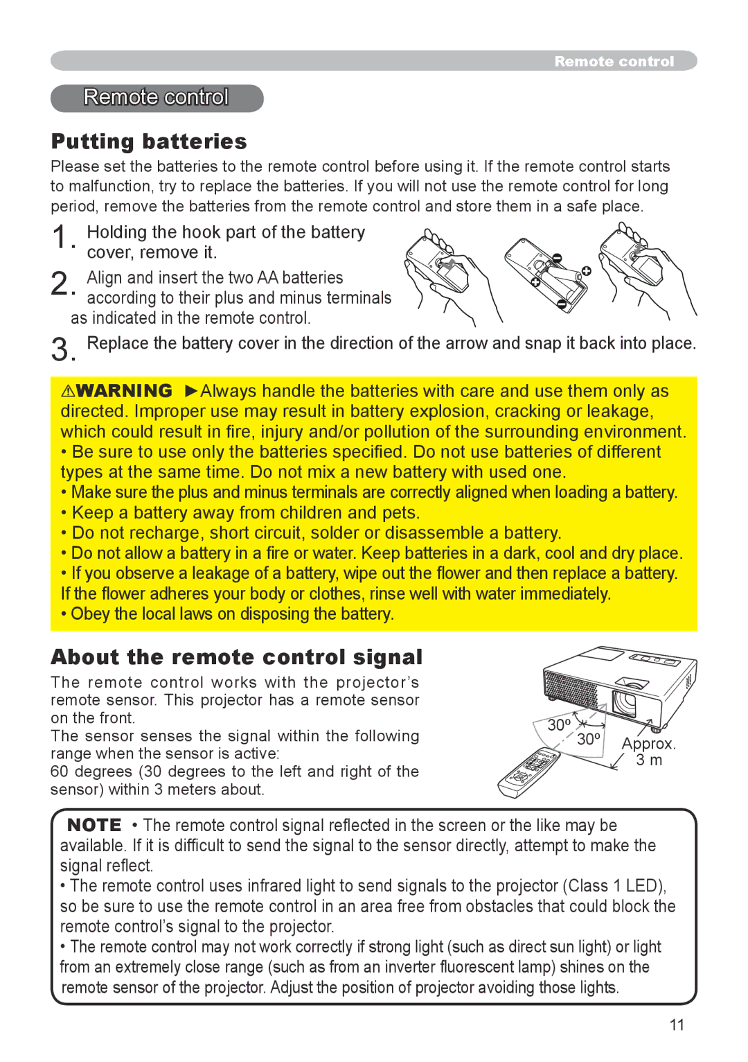 Apple CPX1, CPX5 user manual Remote control, Putting batteries, About the remote control signal 