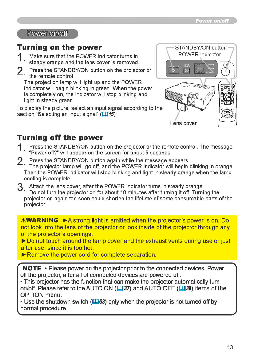 Apple CPX1, CPX5 user manual Power on/off, Turning on the power, Turning off the power 