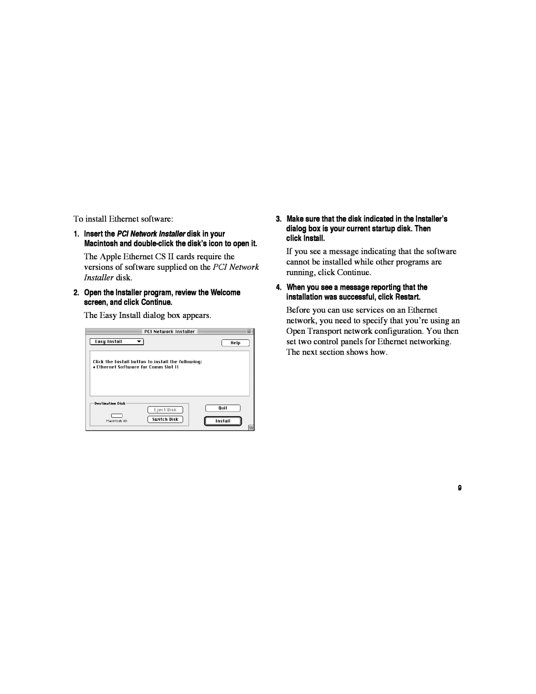 Apple CS II warranty To install Ethernet software 