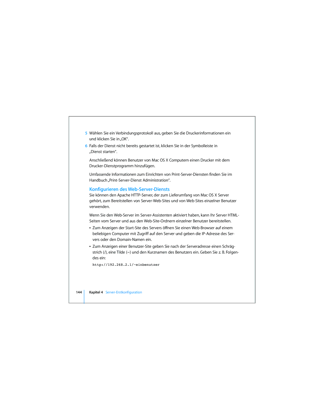 Apple D019-0740-A / 21.07.065 manual Konfigurieren des Web-Server-Diensts, 144 