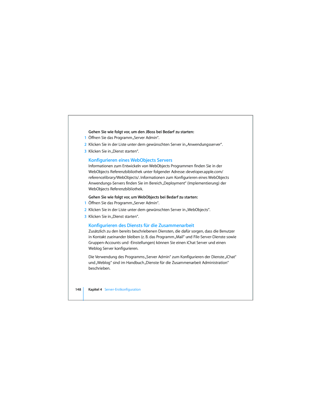 Apple D019-0740-A / 21.07.065 Konfigurieren eines WebObjects Servers, Konfigurieren des Diensts für die Zusammenarbeit 